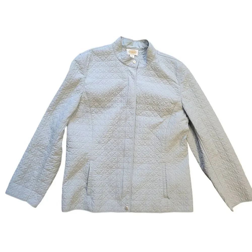 Talbots Jacket Women's 14 Large Mint Green Vintage Quilted Lightweight Winter